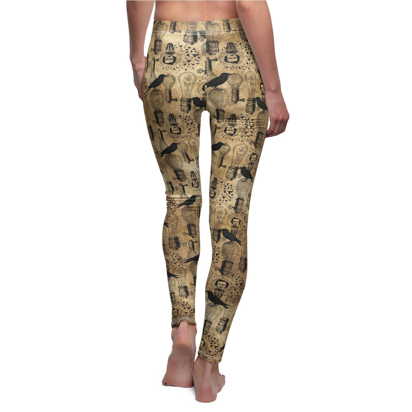 Edgar Allen Poe Raven Halloween Womens Leggings Stretch Yoga Pants - Saiko Studio