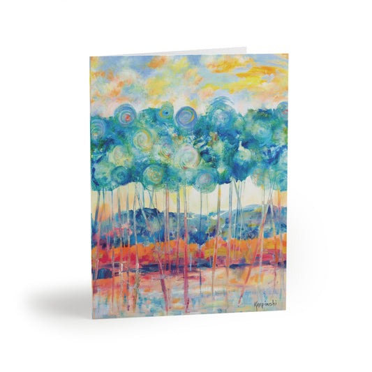 Tree Landscape Art Nature Greeting Card Multi Pack - Canopy At Sunset - Leslie Karpinski