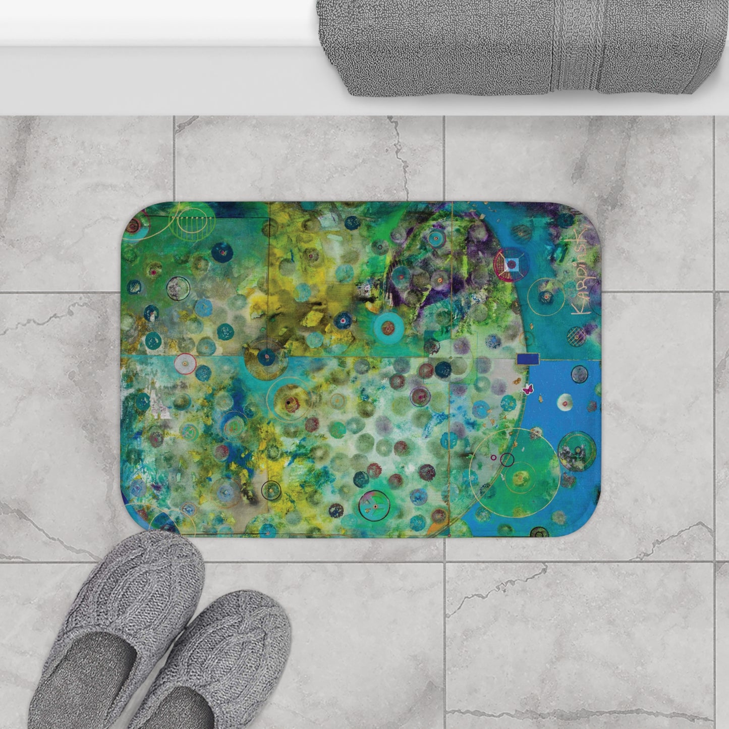 Abstract Art Memory Foam Non Slip Bath Mat - Earth - Leslie Karpinski