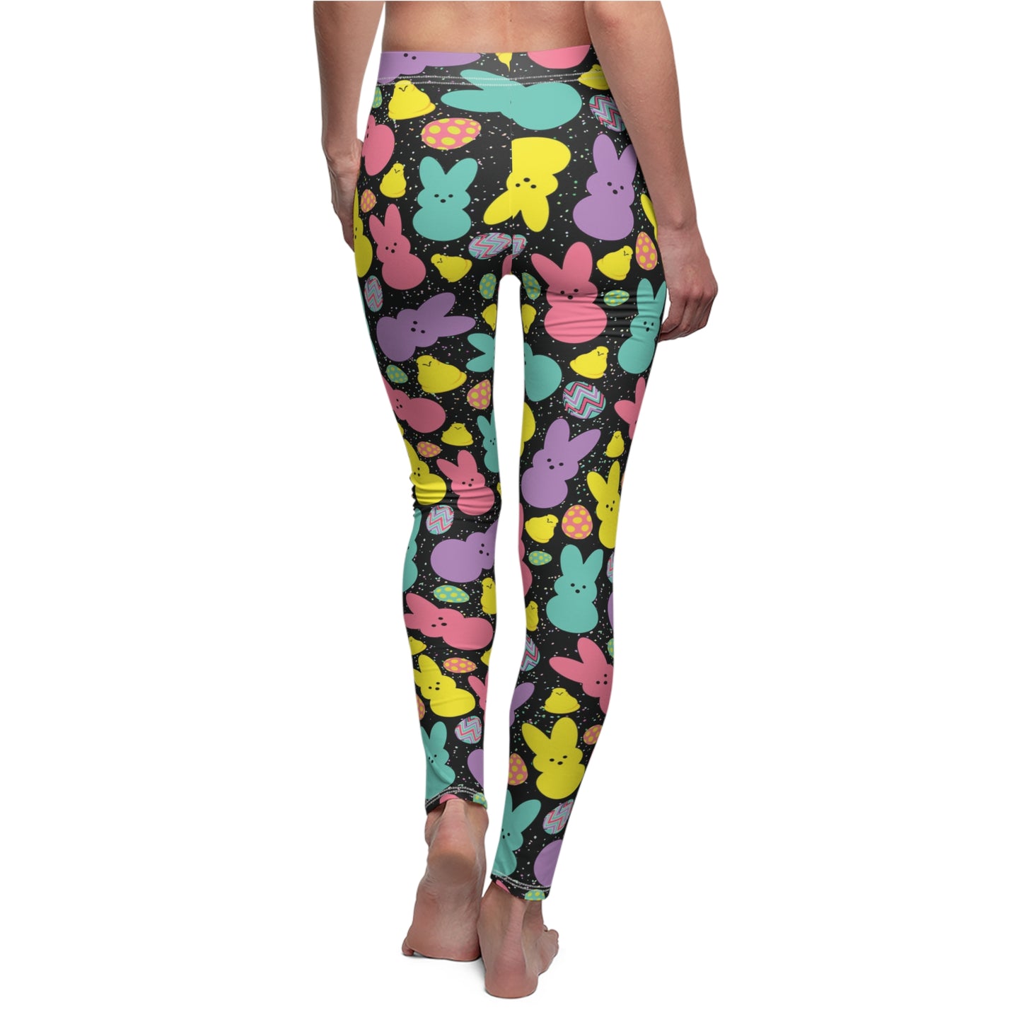 Black Easter Peeps Bunny Womens Leggings - Saiko Studio