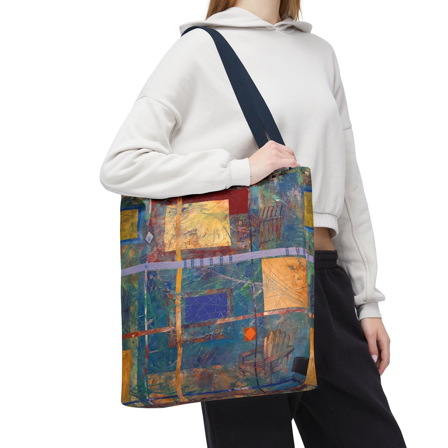 The River Flows Abstract Art Tote Bag - Leslie Karpinski