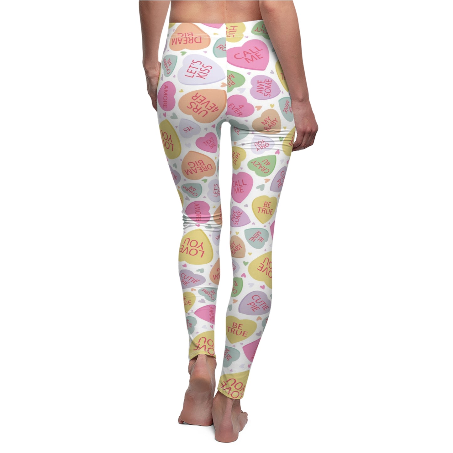 Conversation Candy Heart Valentines Womens Leggings - Saiko Studio