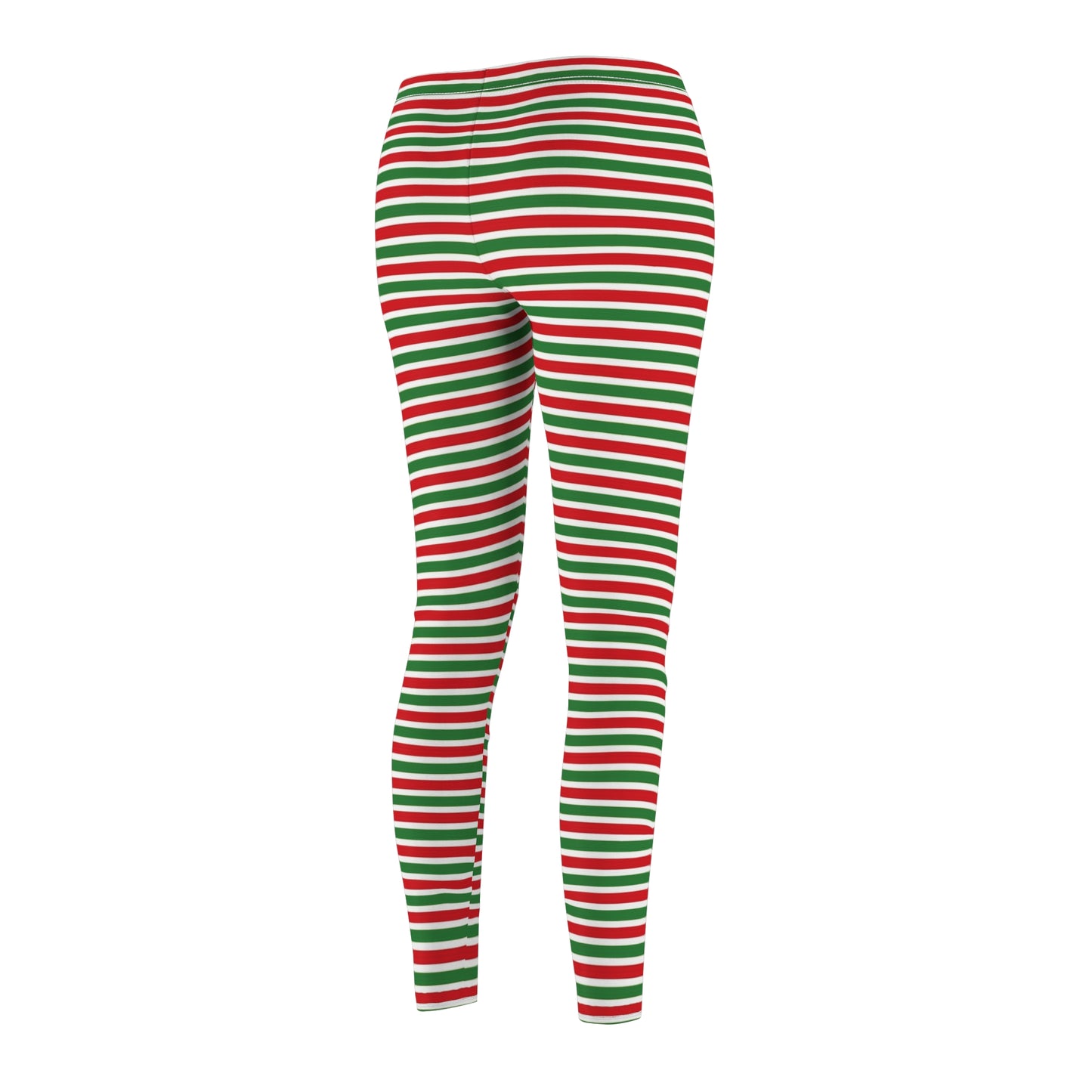 Green Red Horizontal Striped Christmas Womens Leggings - Saiko Studio