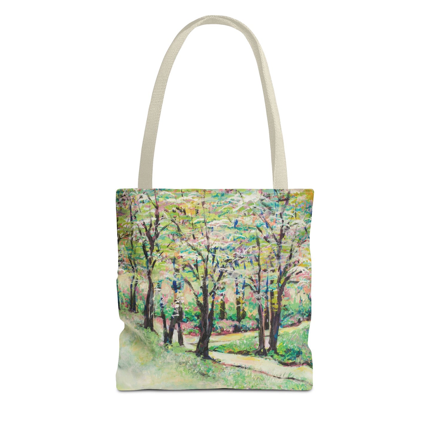 Bottom of Reynolda Landscape Art Canvas Tote Bag - Leslie Karpinski