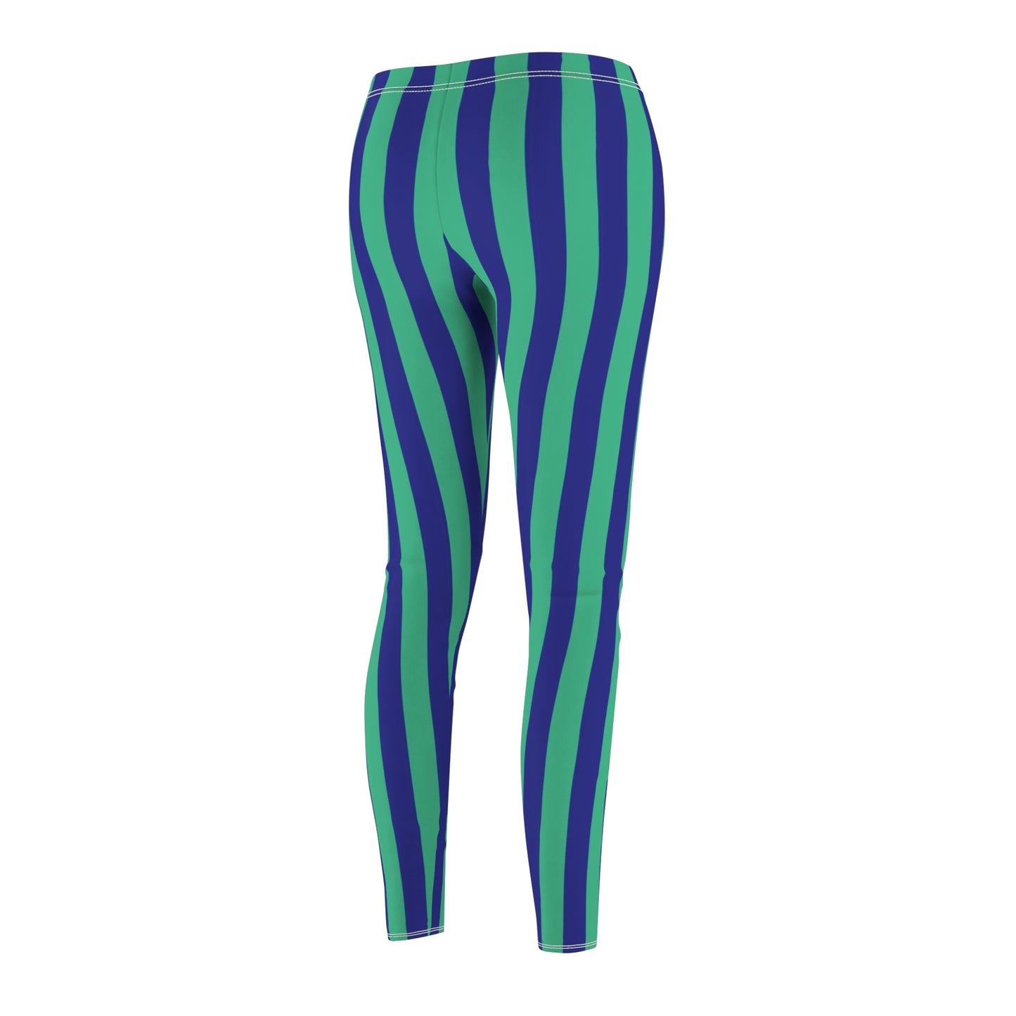 Green Blue Stripe Womens Leggings, Striped Leggings, Plus Size Leggings, Teen Leggings, Yoga Pants