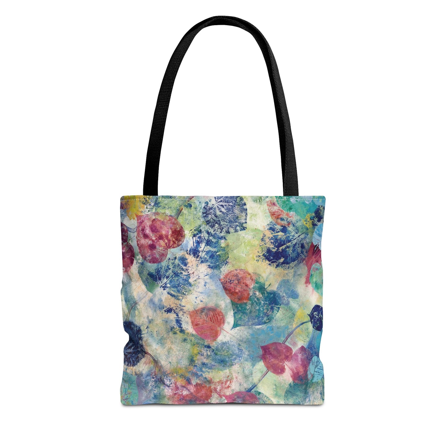 Leaf Print Nature Art Canvas Shopping Tote Bag - Red Bud - Leslie Karpinski