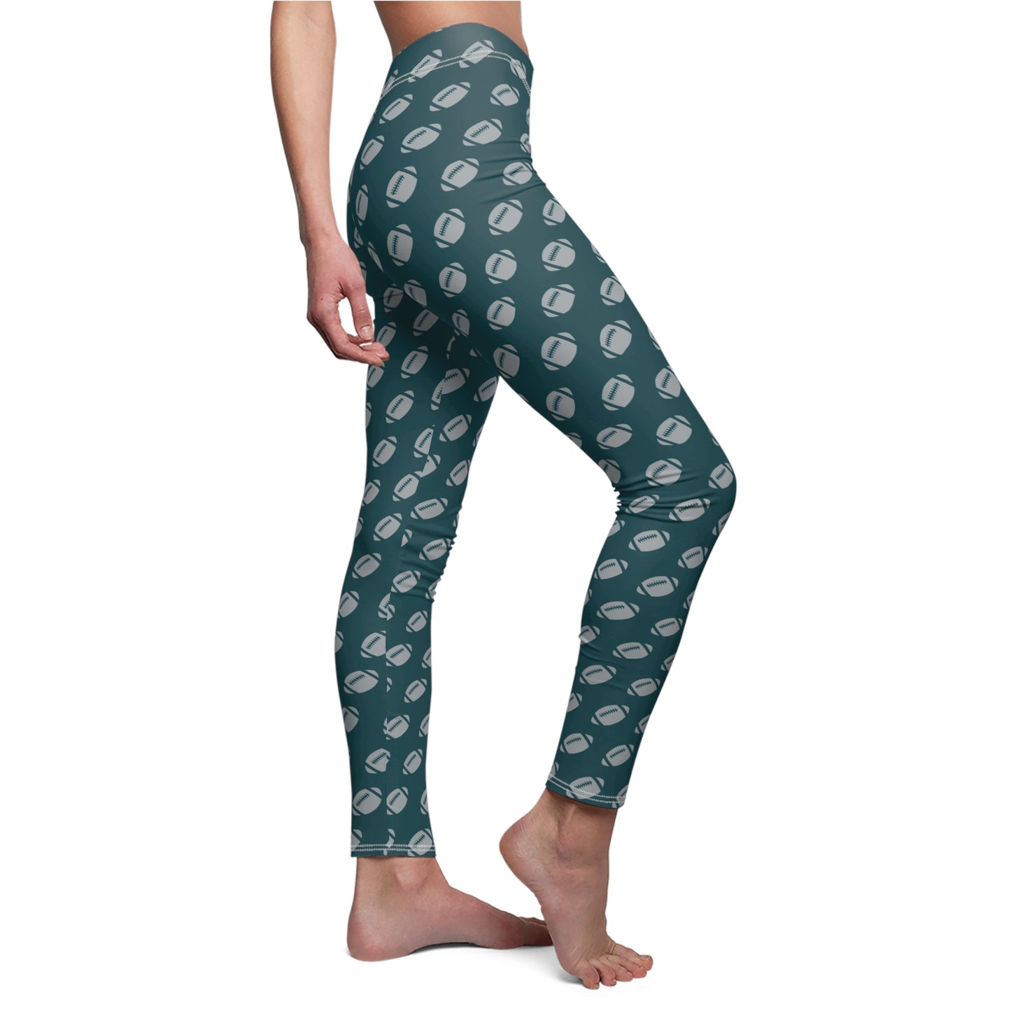 Silver Green Football Womens Leggings Yoga Pants - Saiko Studio