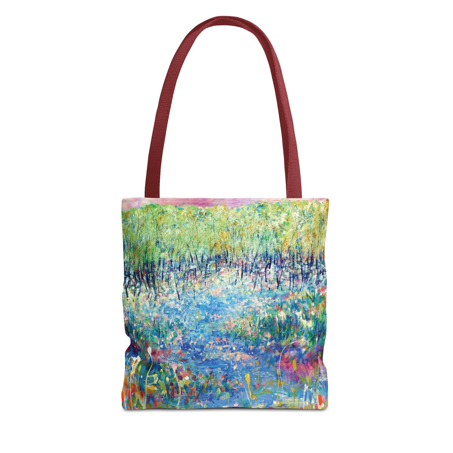 Floral Landcape Art Tote Bag Canvas Shopping Bag - Paths and Journies by Leslie Karpinski