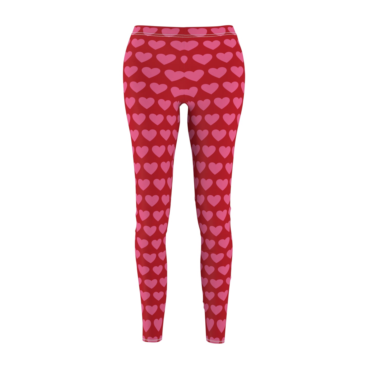 Red Pink Heart Valentines Womens Leggings Yoga Pants - Saiko Studio