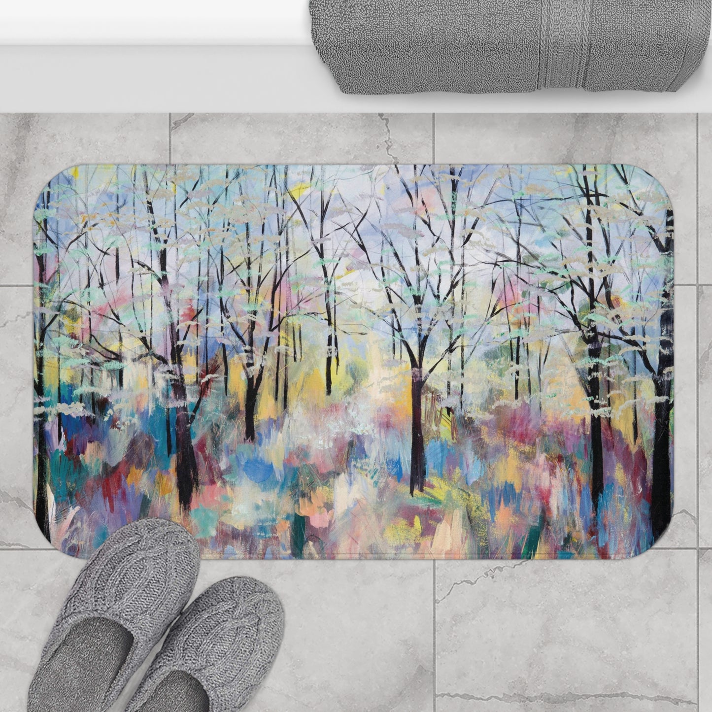 Colorful Landscape Memory Foam Non Slip Bath Mat - Blue Ridge Parkway by Leslie Karpinski