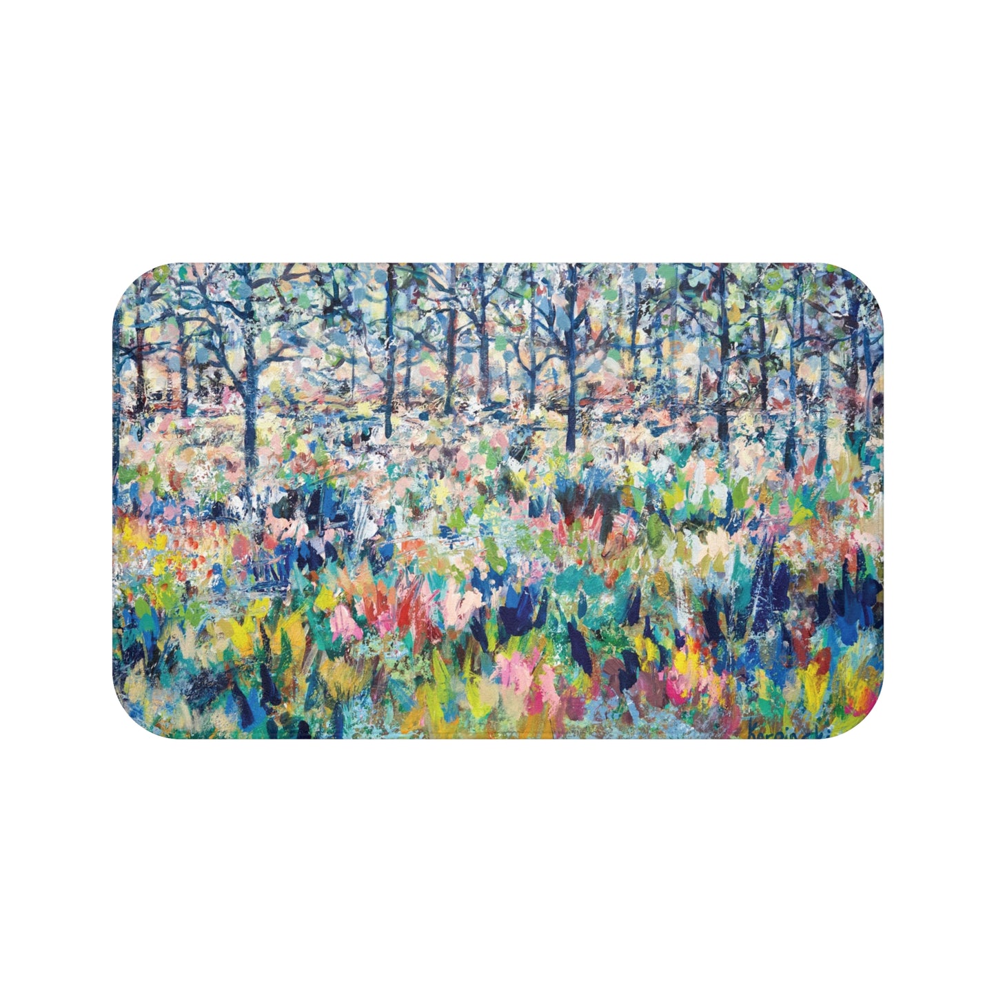 Colorful Landscape Memory Foam Non Slip Bath Mat - Healing From The Storm - Leslie Karpinski