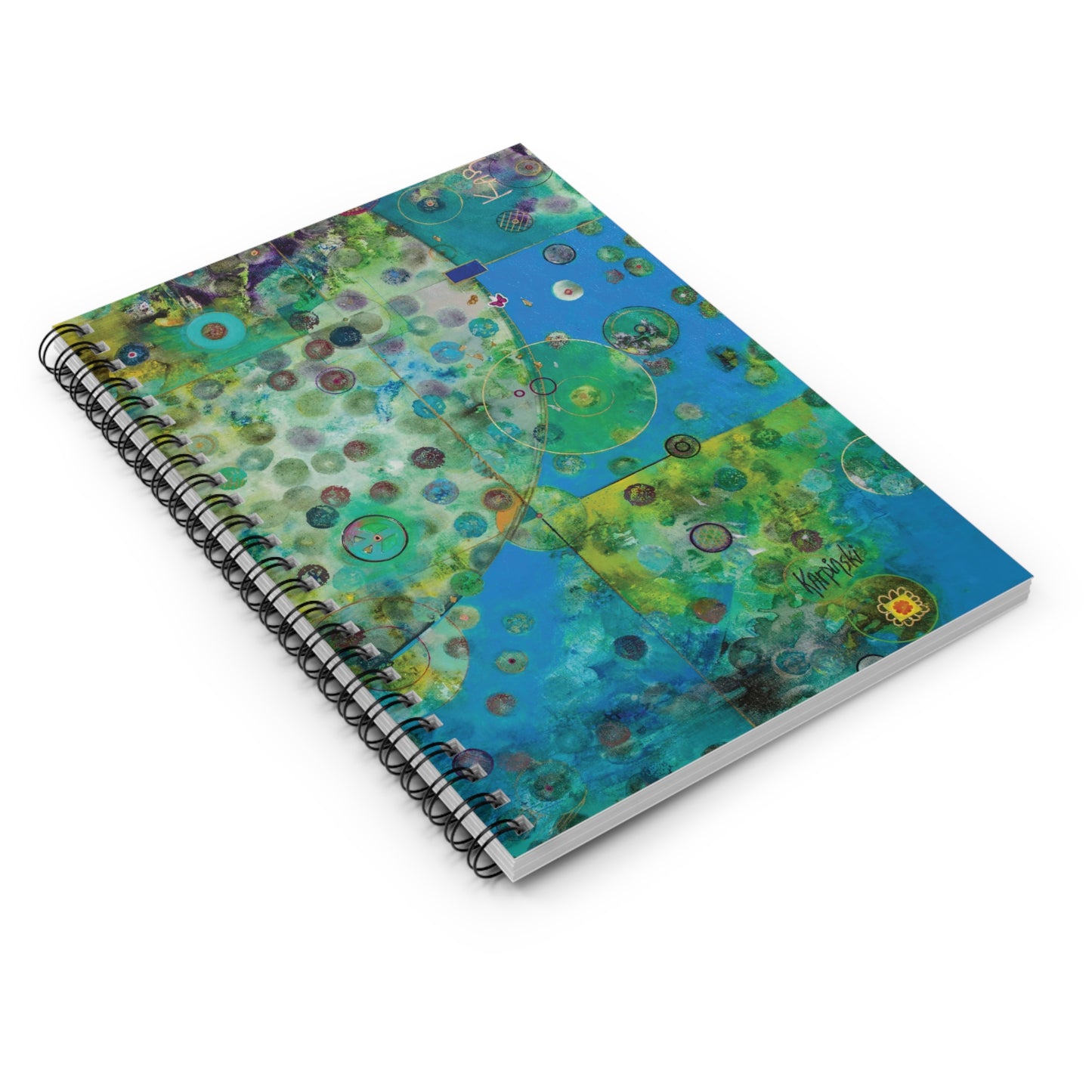 Abstract Art Spiral Bound Notebook Lined Journal - Leslie Karpinski - Earth