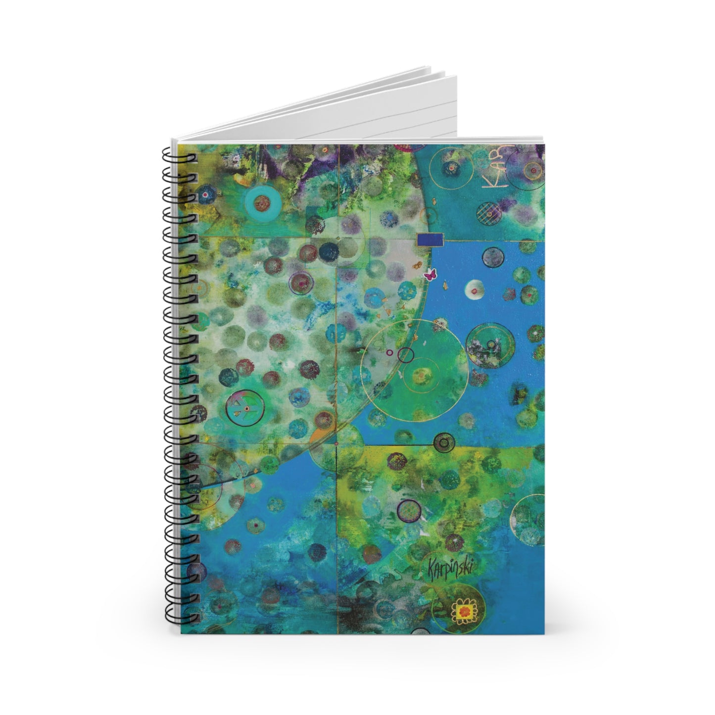 Abstract Art Spiral Bound Notebook Lined Journal - Leslie Karpinski - Earth