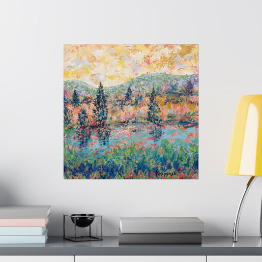 Colorful Landscape Nature Art Poster Print - The River People by Leslie Karpinski