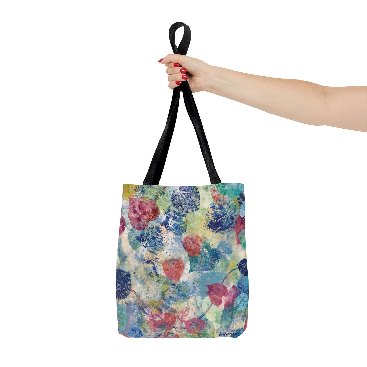 Leaf Print Nature Art Tote Bag Canvas Shopping Bag - Red Bud by Leslie Karpinski