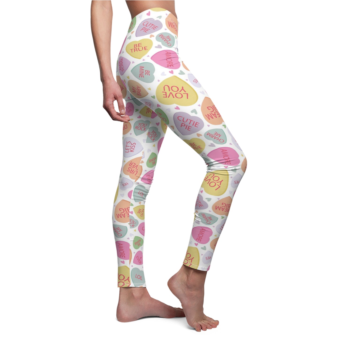 Conversation Candy Heart Valentines Womens Leggings - Saiko Studio