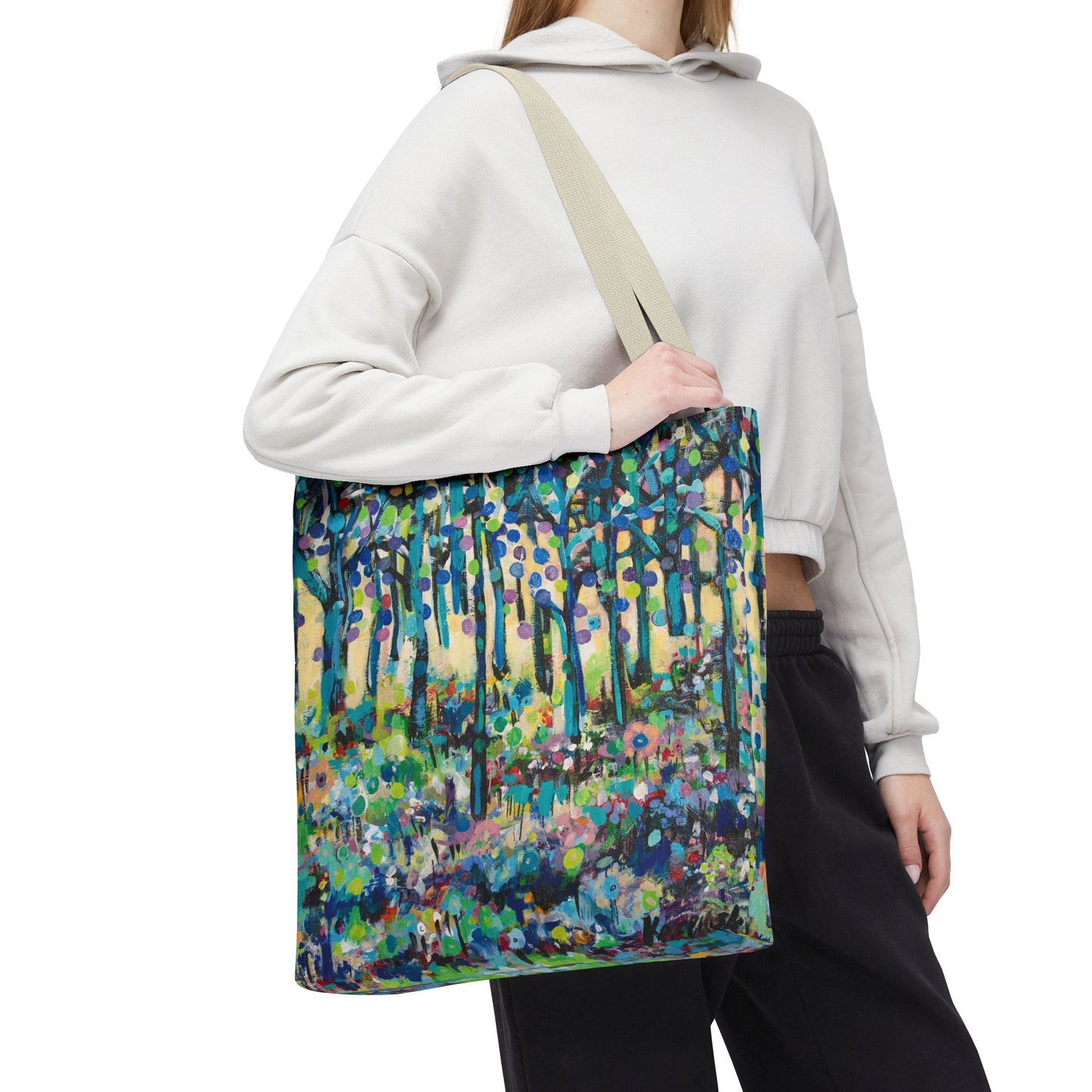 Circle of Tree Landscape Art Canvas Tote Bag  - Leslie Karpinski