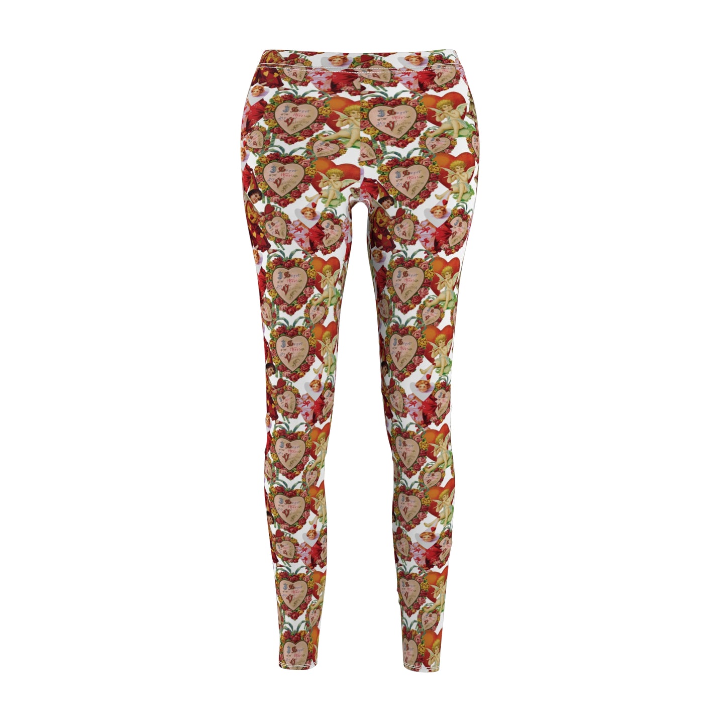 Vintage Valentines Cupid Heart Womens Leggings Yoga Pants - Saiko Studio