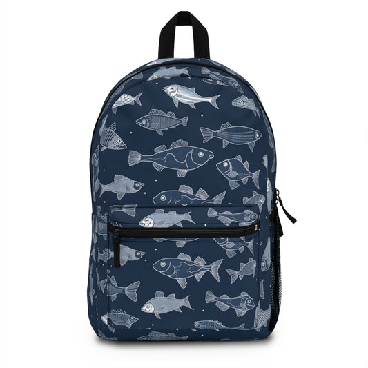 Blue White Fish Kids Backpack Book Bag School Accessories