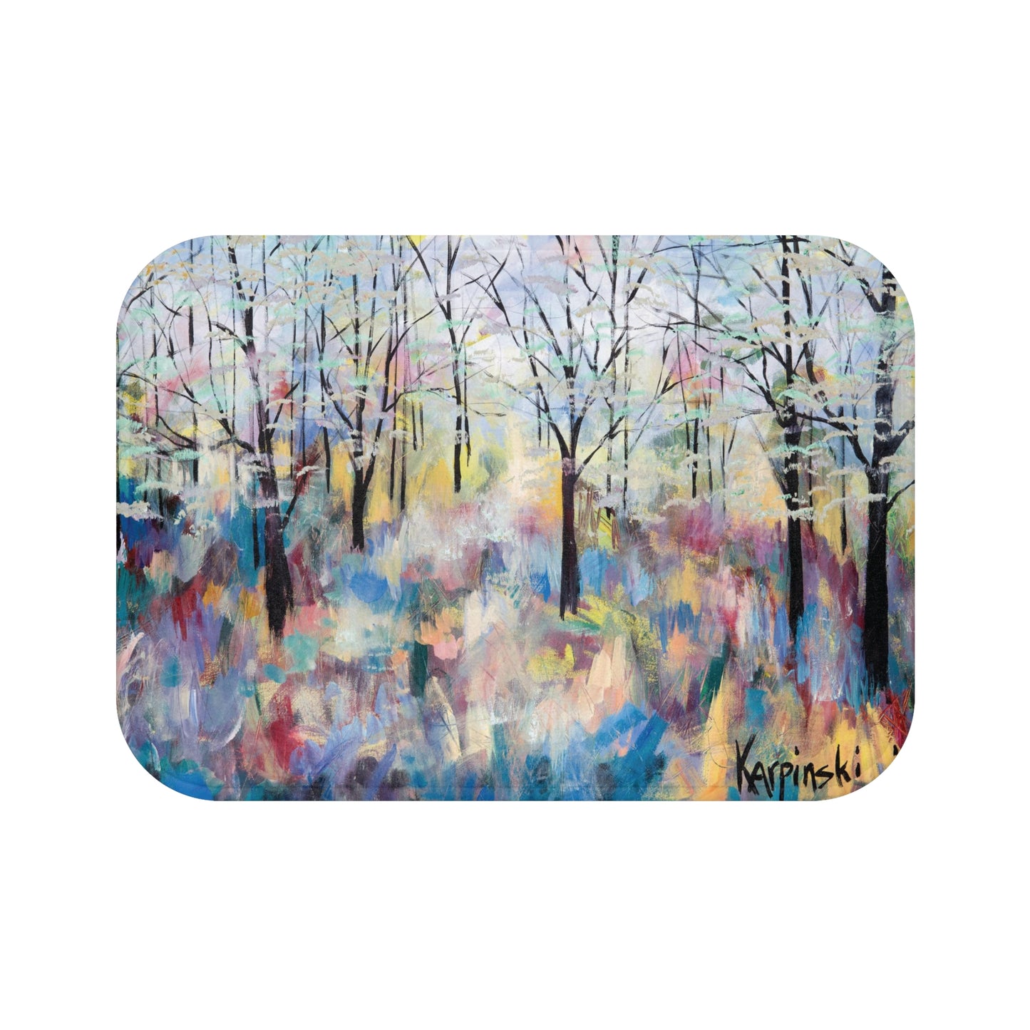 Tree Landscape Art Memory Foam Non Slip Bath Mat - Blue Ridge Parkway - Leslie Karpinski