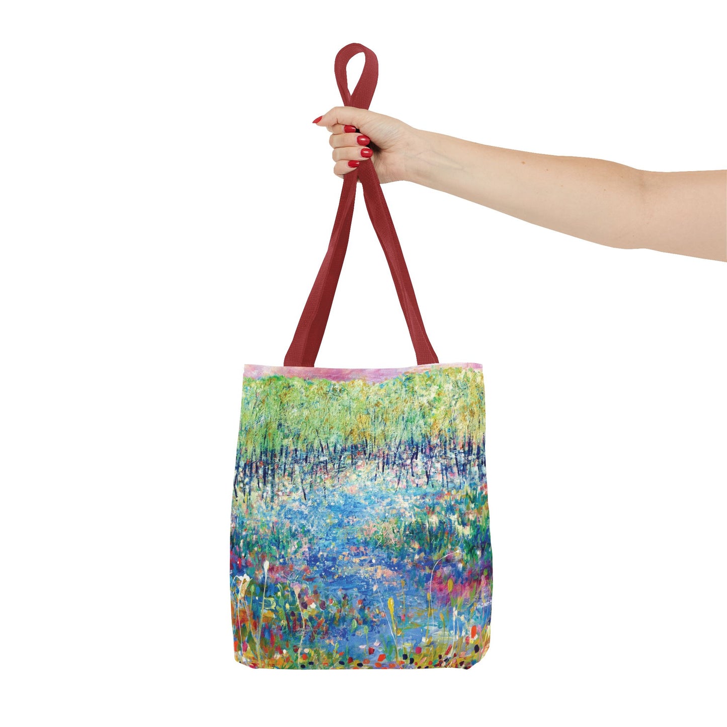 Floral Landcape Art Tote Bag Canvas Shopping Bag - Paths and Journies by Leslie Karpinski