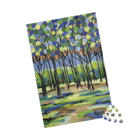 Island Tree Landscape Nature Art Adult Wood Jigsaw Puzzle - By Leslie Karpinski