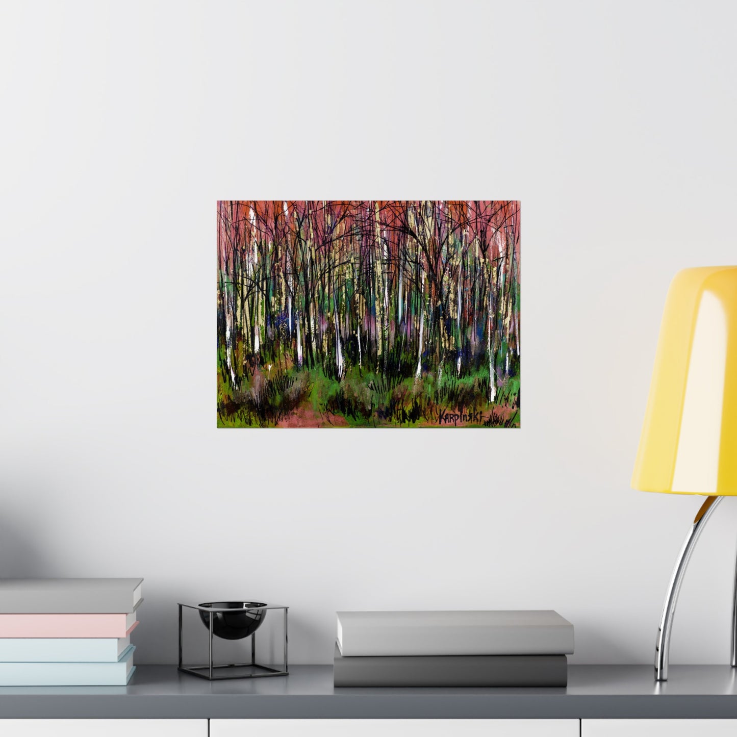 Landscape Tree Art Poster Print - Trees of Fire by Leslie Karpinski