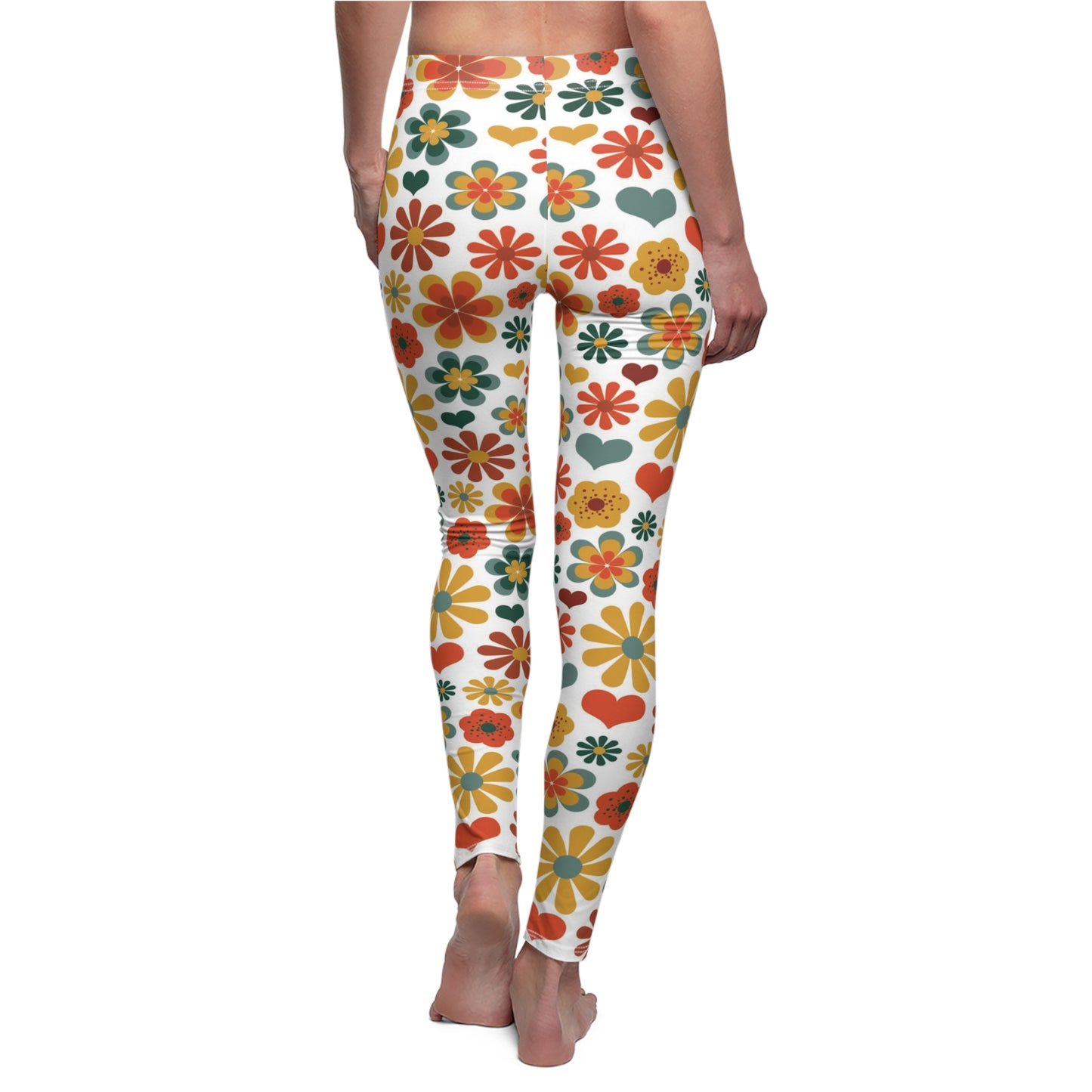 Colorful Retro Flower Power Womens Leggings - Saiko Studio