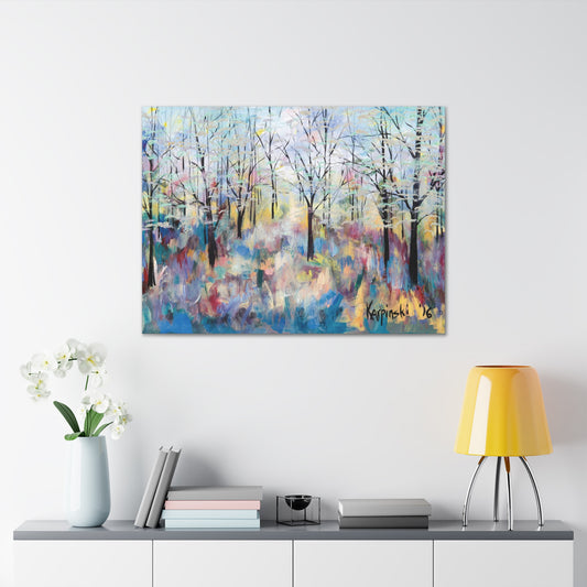 Landscape Nature Canvas Abstract Artwork Colorful Tree Art - Blue Ridge Parkway by Leslie Karpinski