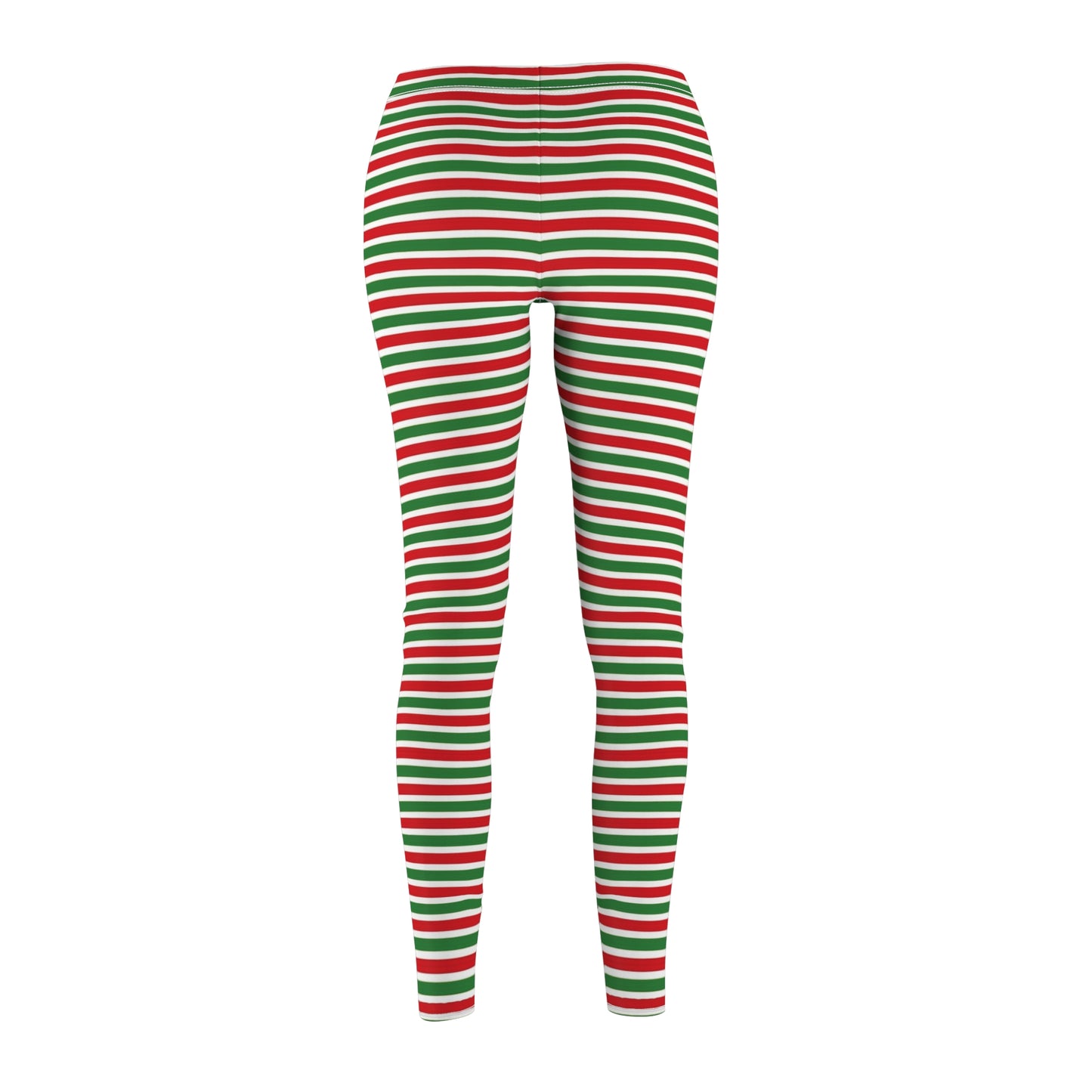 Green Red Horizontal Striped Christmas Womens Leggings - Saiko Studio