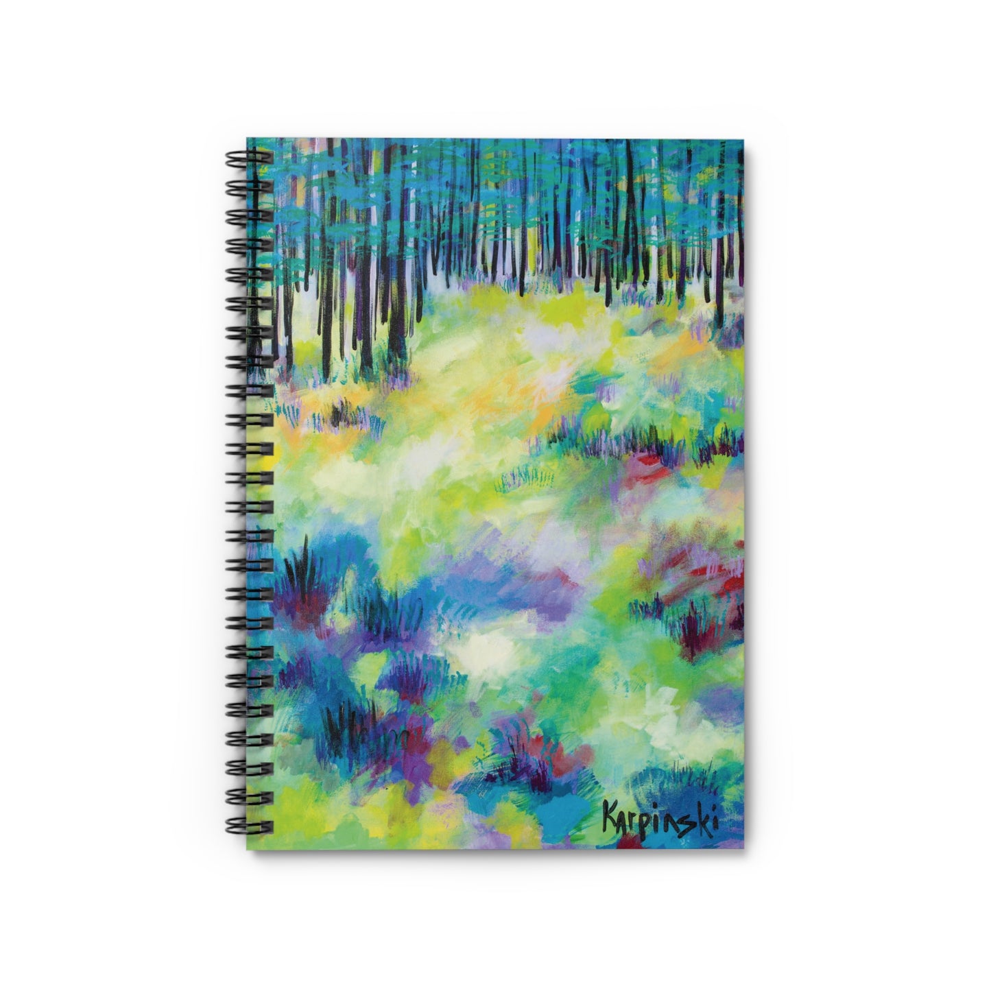 Landscape Art Spiral Bound Notebook Lined Journal - Leslie Karpinski - Field of Trees 2