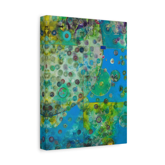 Blue Green Abstract Canvas Wall Art - Earth by Leslie Karpinski