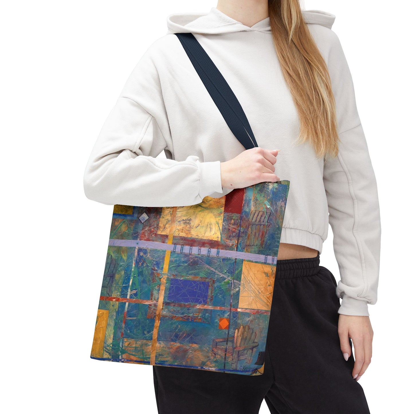 The River Flows Abstract Art Tote Bag - Leslie Karpinski
