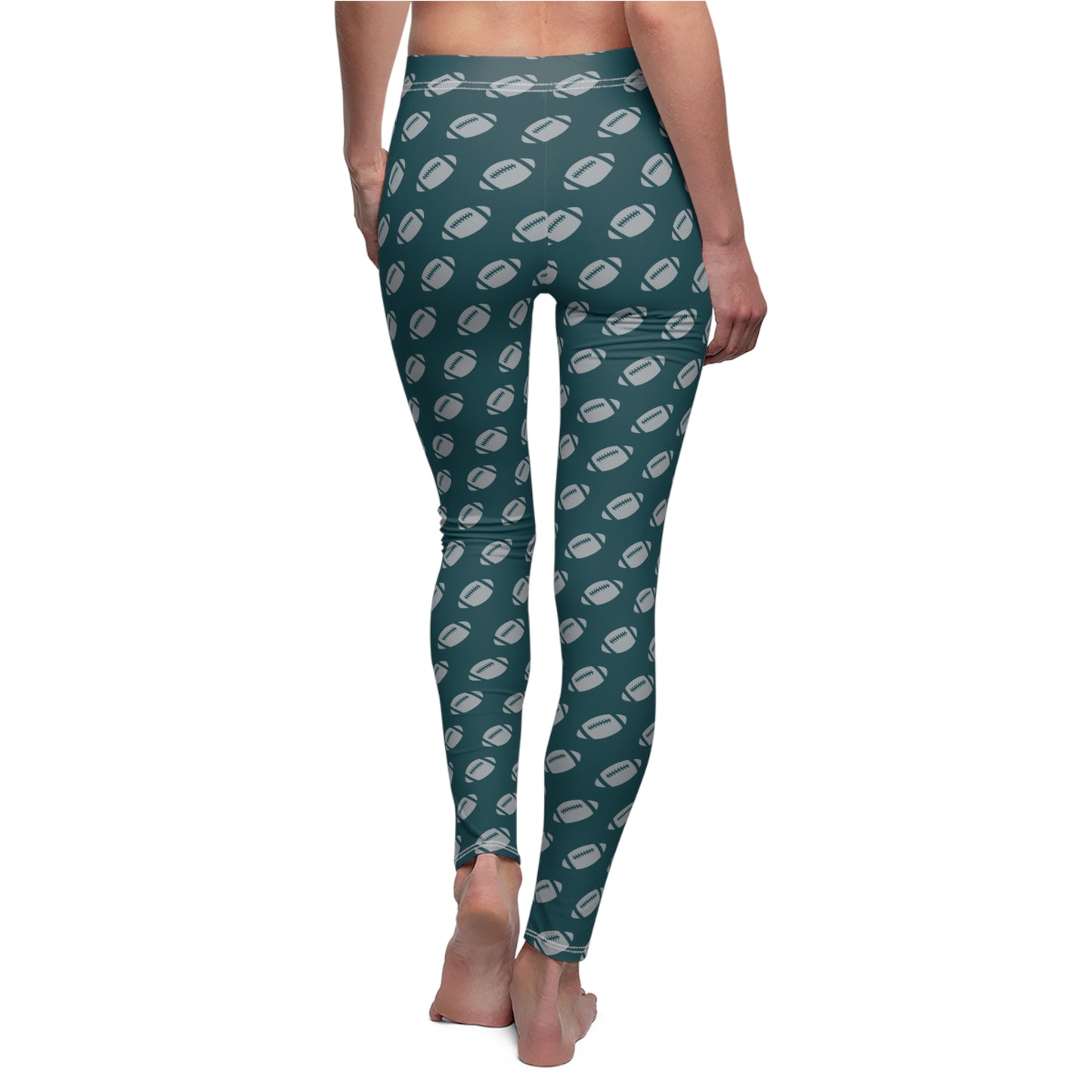 Silver Green Football Womens Plus Size Teen Regular Long Leggings - Saiko Studio