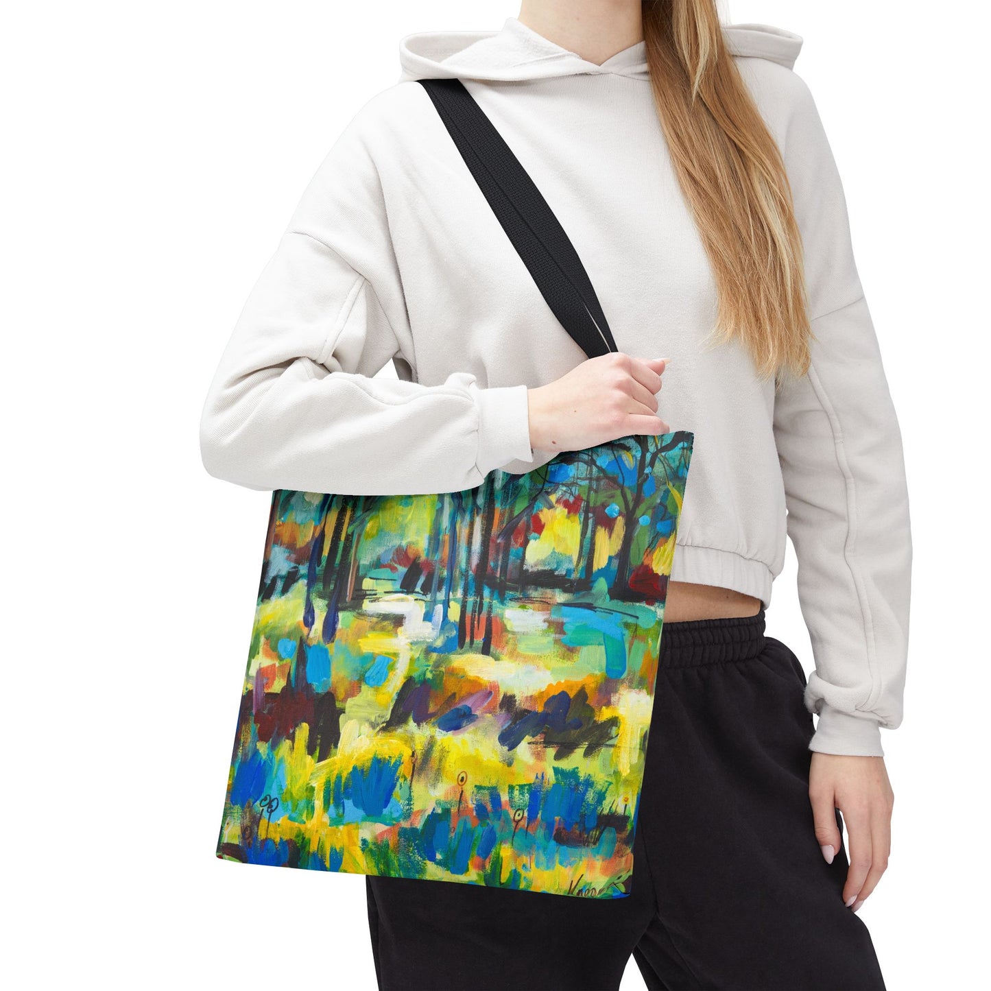 Color Blast Through Trees Landscape Art Tote Bag - Leslie Karpinski