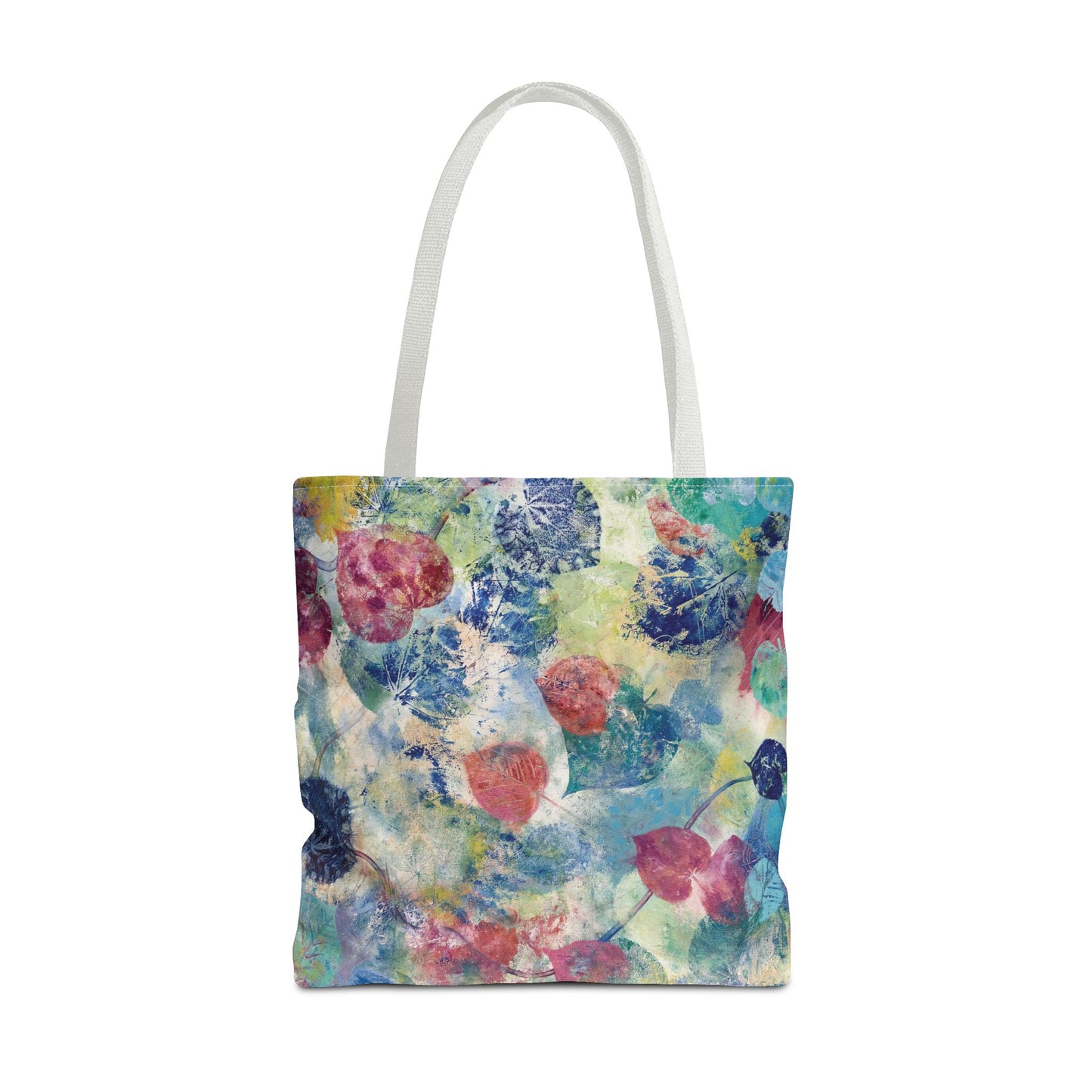 Leaf Print Nature Art Tote Bag Canvas Shopping Bag - Red Bud by Leslie Karpinski