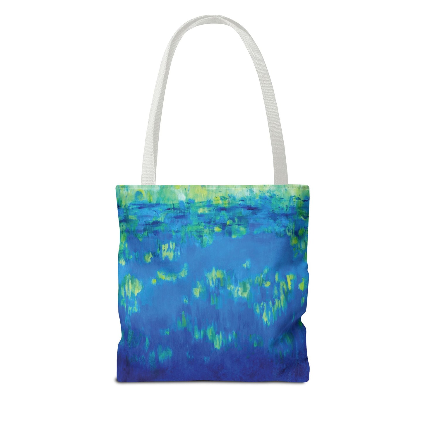 Blue Green Landscape Nature Art Canvas Tote Bag - Waters Edge 2 by Leslie Karpinski