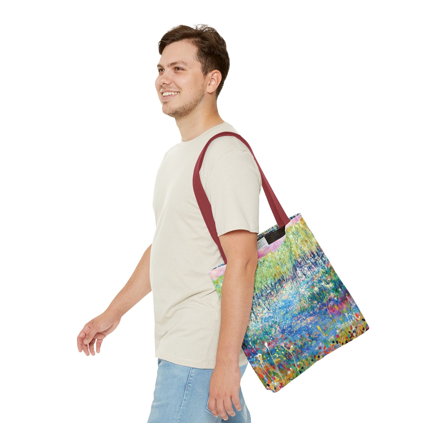 Floral Landcape Art Tote Bag Canvas Shopping Bag - Paths and Journies by Leslie Karpinski