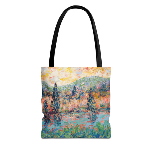 Nature Landscape Art Tote Bag Canvas Shopping Bag - The River People Leslie Karpinski