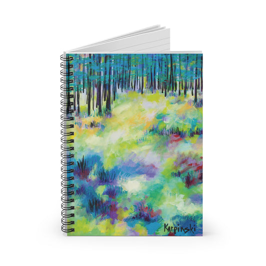 Landscape Art Spiral Bound Notebook Lined Journal - Leslie Karpinski - Field of Trees 2