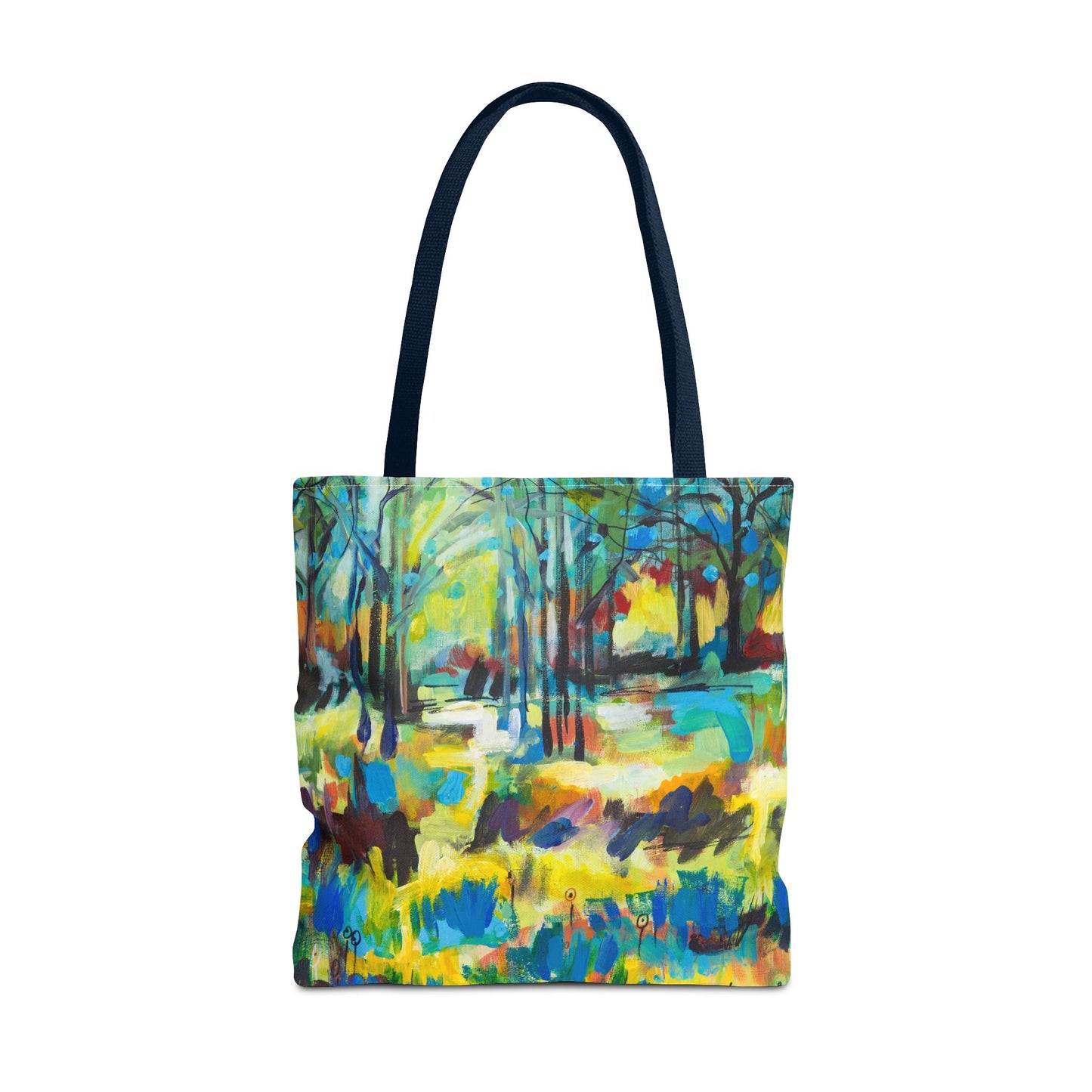 Tree Landscape Art Tote Bag Canvas Shopping Bag - Color Blast Through Trees by Leslie Karpinski