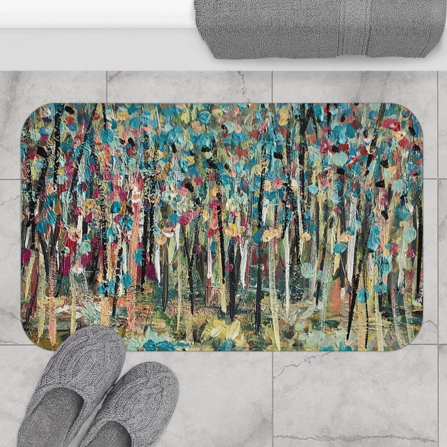 Landscape Artwork Memory Foam Non Slip Bath Mat - Colorful Landscape - Leslie Karpinski