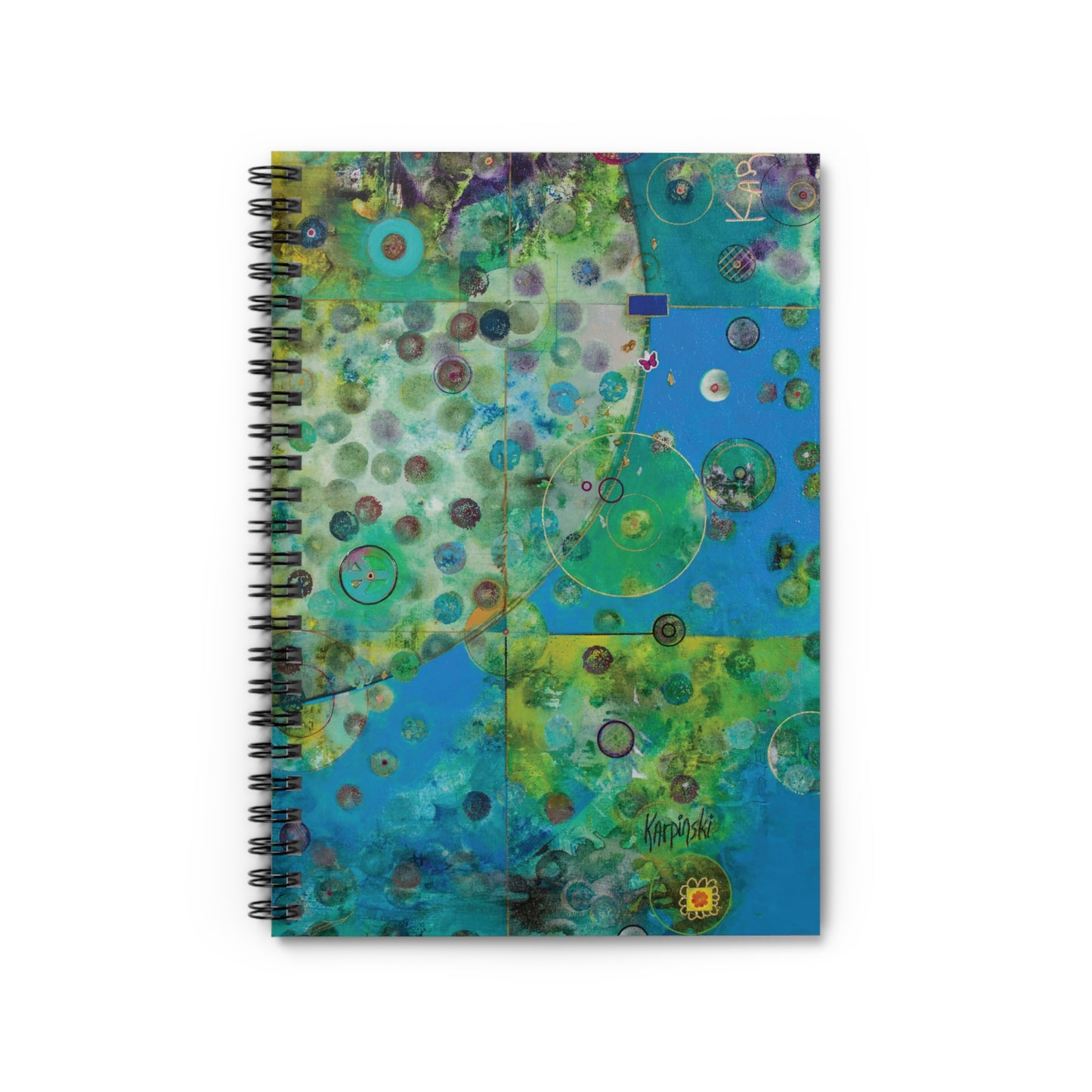 Abstract Art Spiral Bound Notebook Lined Journal - Leslie Karpinski - Earth