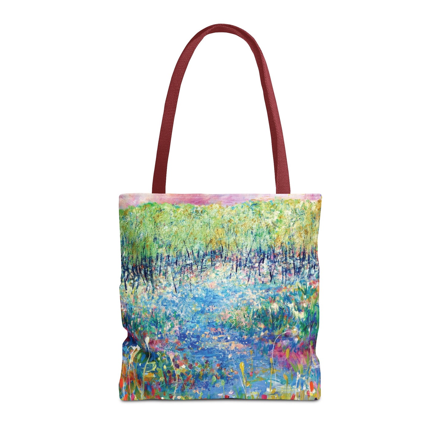 Floral Landcape Art Tote Bag Canvas Shopping Bag - Paths and Journies by Leslie Karpinski