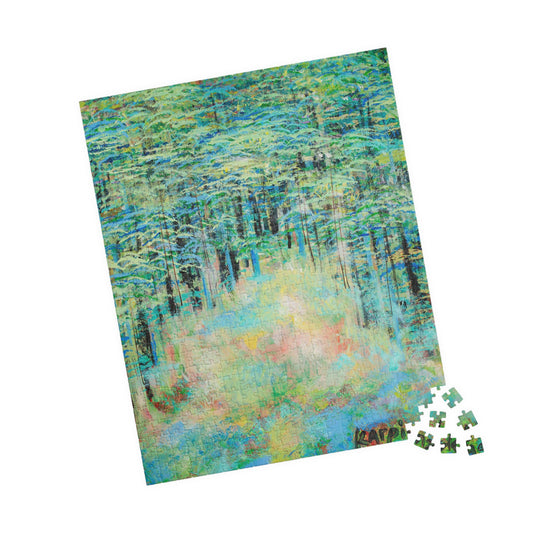 Art Nature Landscape Wood Jigsaw Adult Puzzle - Springtime Forest by Leslie Karpinski