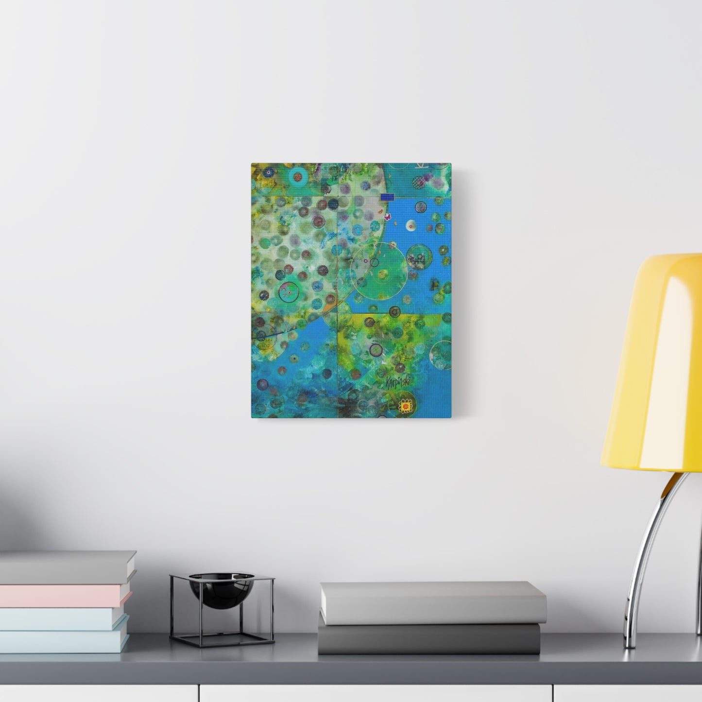 Blue Green Abstract Canvas Wall Art - Earth by Leslie Karpinski