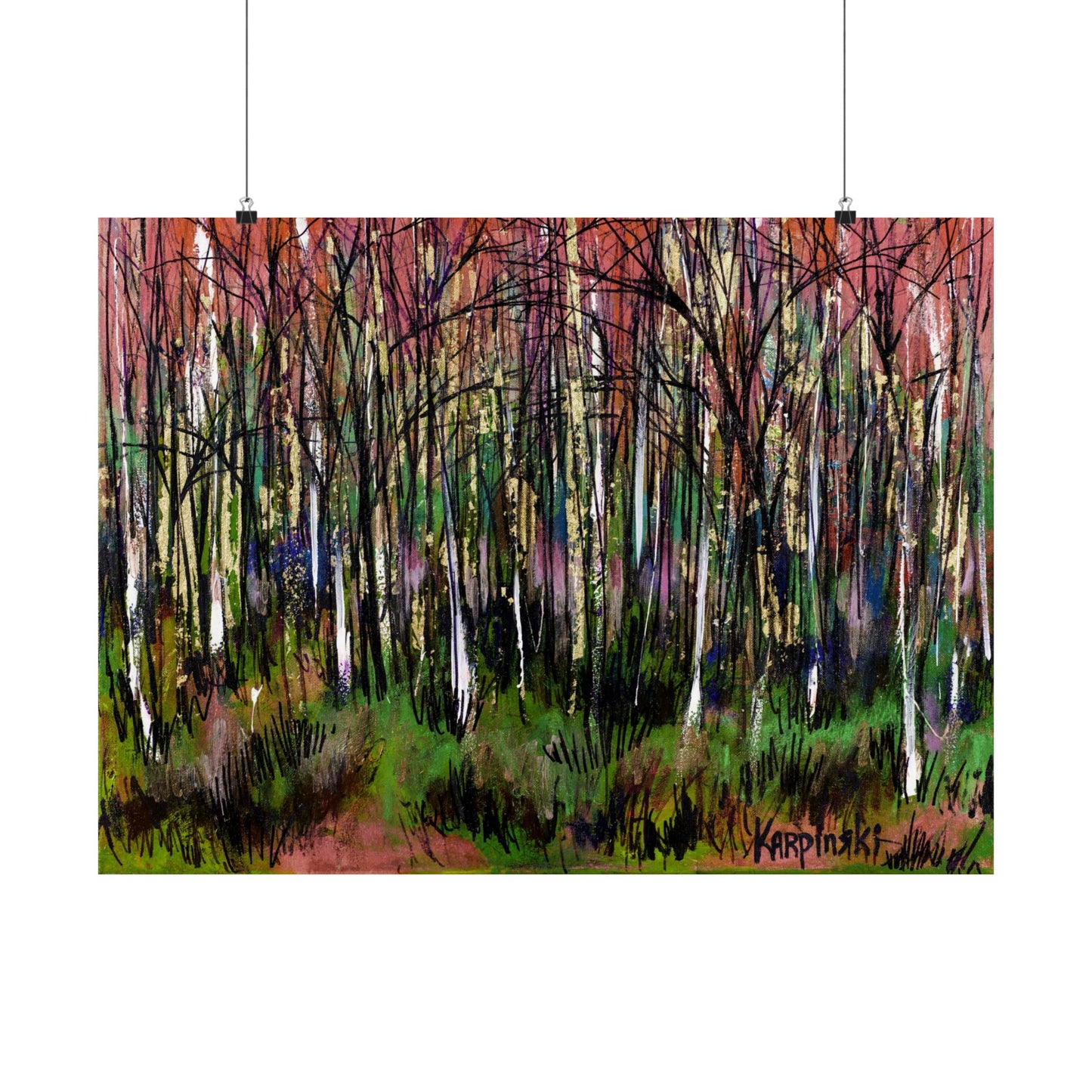 Landscape Tree Art Poster Print - Trees of Fire by Leslie Karpinski