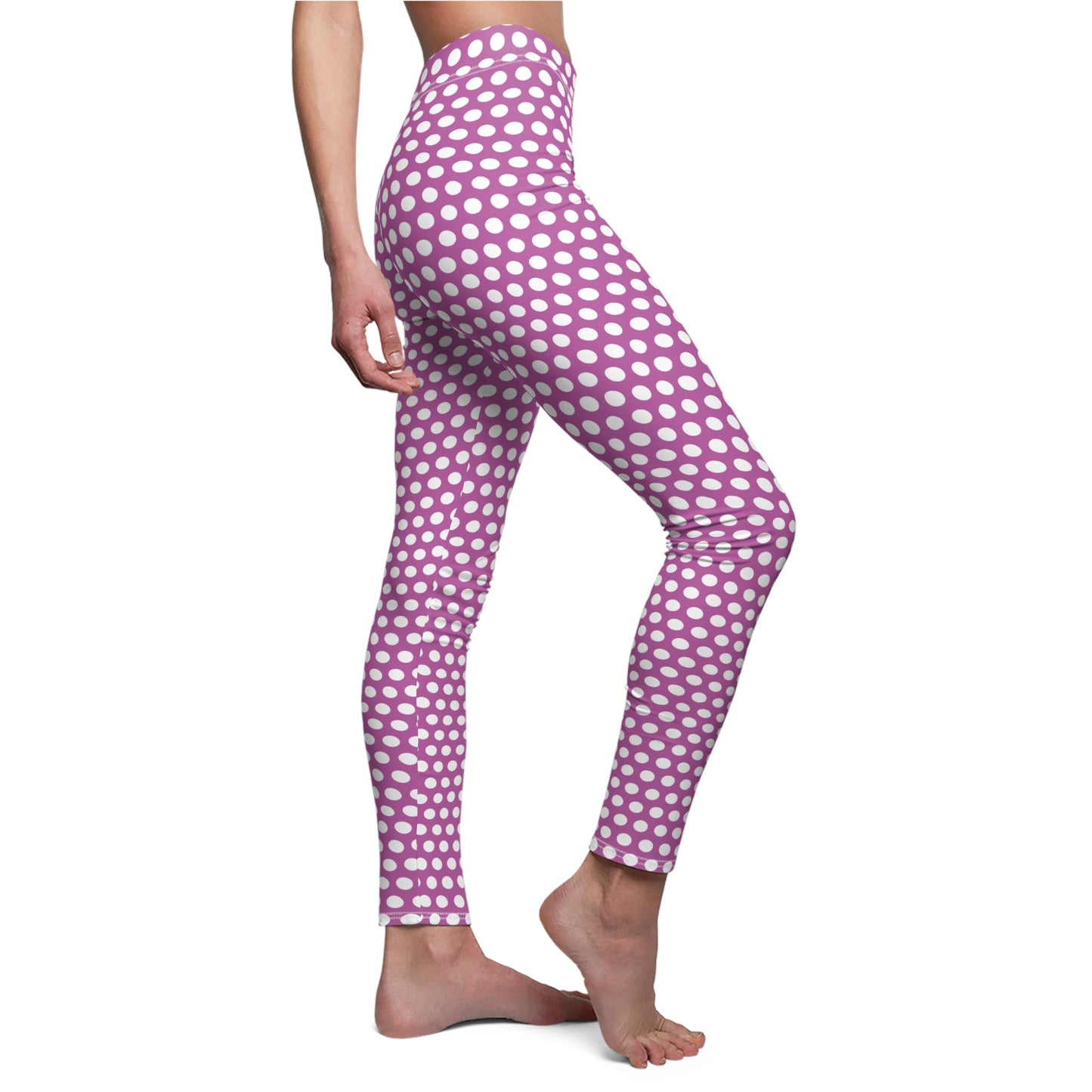 Purple White Polka Dot Womens Leggings Yoga Pants - Saiko Studio