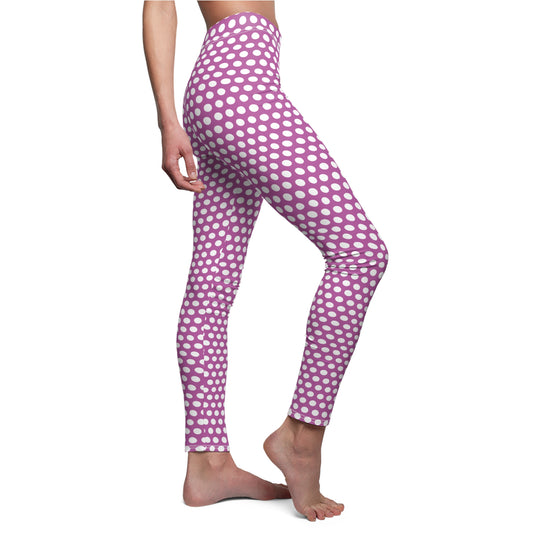 Purple White Polka Dot Womens Leggings Yoga Pants - Saiko Studio