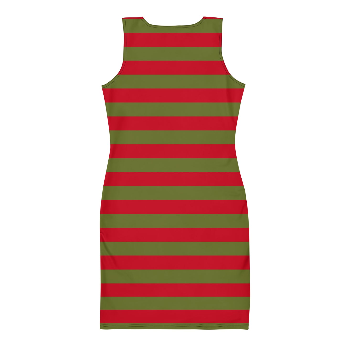 Red Green Horizontal Stripe Womens Freddy Dress - Saiko Studio